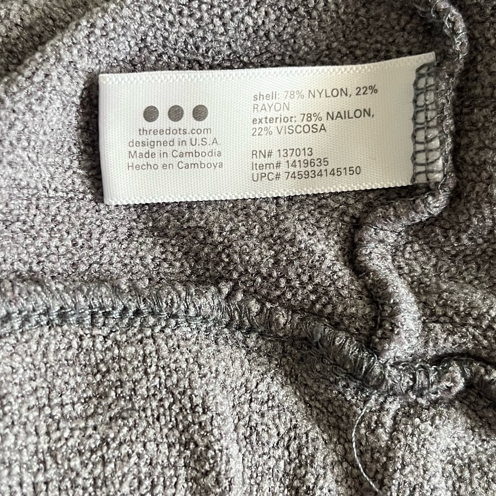 Three Dots Women’s Gray Crew Neck Pullover Sweater Tie Bottom Size Medium - Picture 4 of 4
